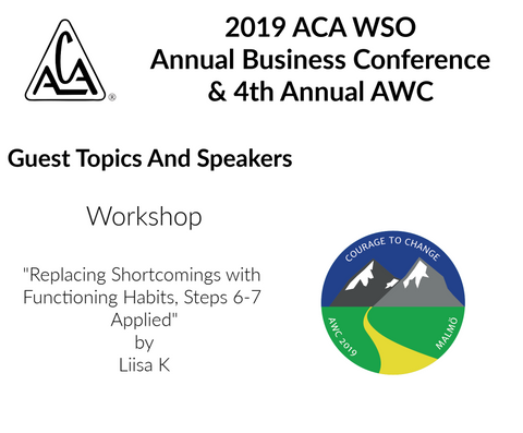 2019 AWC - Replacing Shortcomings with Functioning Habits - Liisa K (Finland) (CD not available; download only)